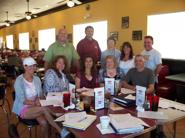 Last Meeting ! Before the Big Event--

Back row: Marc,Kelly,Diane,Carol & Roy. 

Front Row: Suzanne, Carol, Laurie, Debbie & Louis.
Where are you Kevin & Cliff?